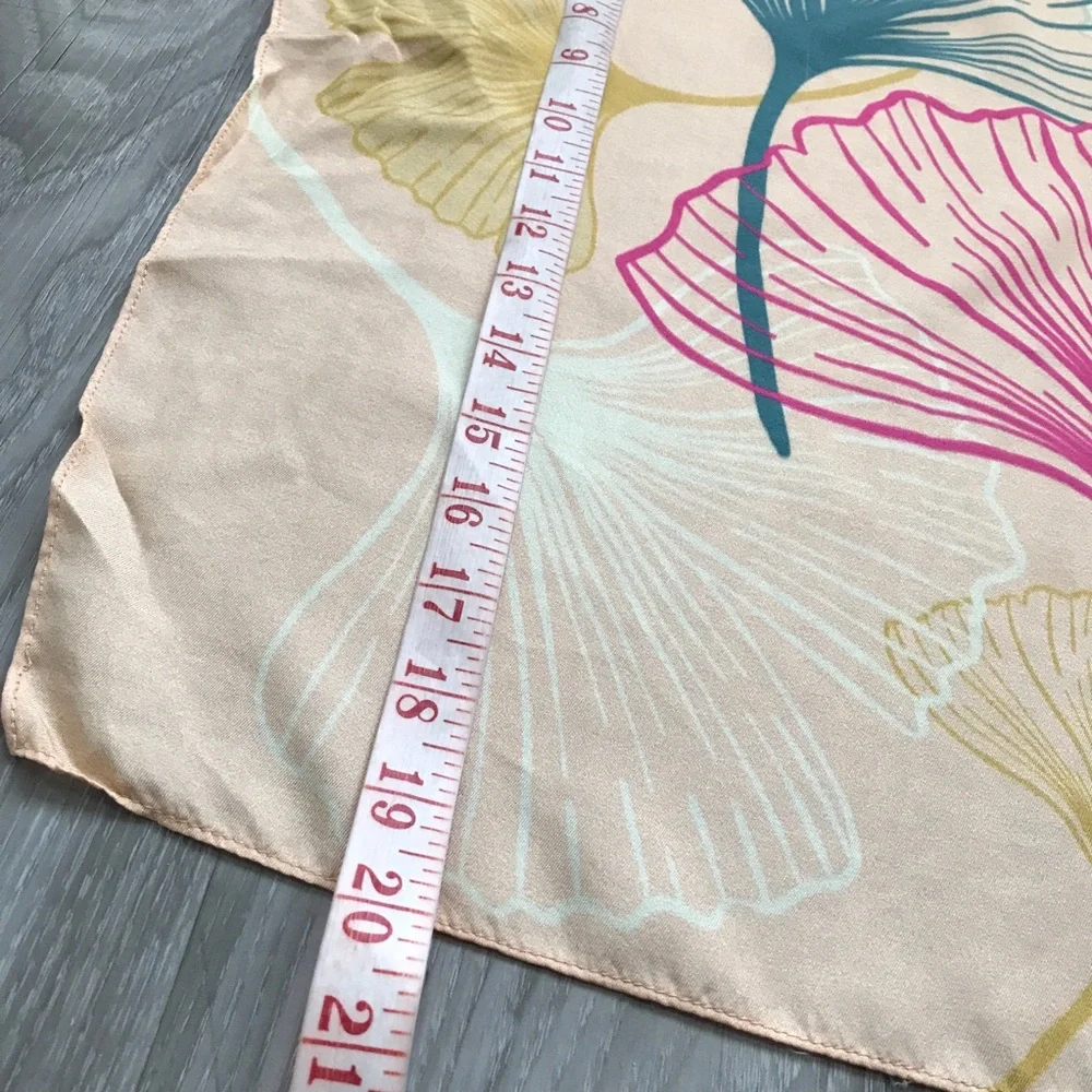 WOMENS SILK SQUARE SCARF SATIN HAND ROLLED FLORAL BANDANA
